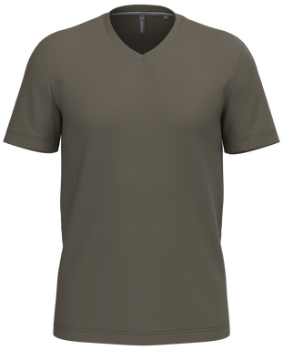 Klassisches T-Shirt mit V-Ausschnitt - Dunkles Khaki