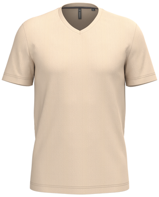 Klassisches T-Shirt mit V-Ausschnitt - Hellbraun