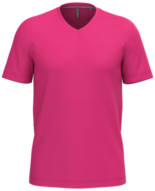 Klassisches T-Shirt mit V-Ausschnitt - Fuchsia