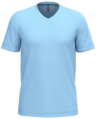 Klassisches T-Shirt mit V-Ausschnitt - Himmelblau