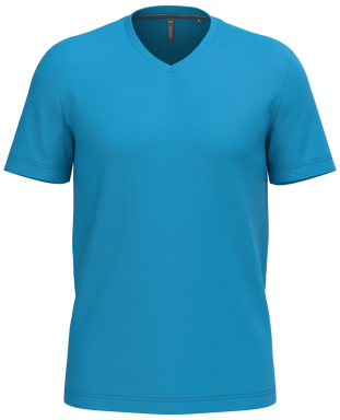 Klassisches T-Shirt mit V-Ausschnitt - Tropenblau