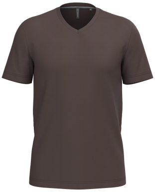 Klassisches T-Shirt mit V-Ausschnitt - Schokolade