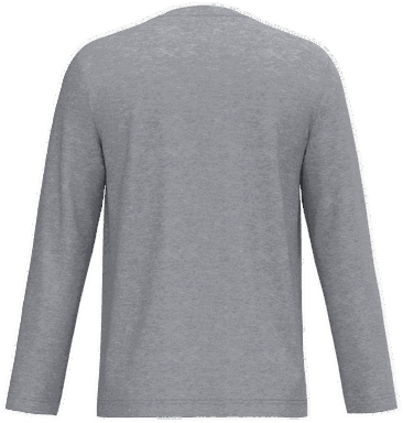 T-shirt classique col en V à manches longues - Gris Oxford