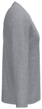 T-shirt classique col en V à manches longues - Gris Oxford