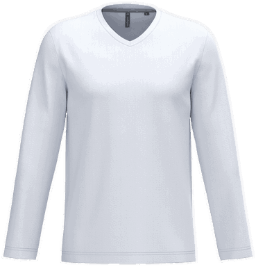 T-shirt classique col en V à manches longues - Blanc