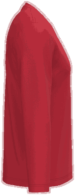 T-shirt classique col en V à manches longues - Rouge