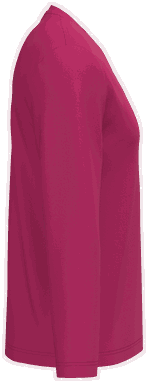 T-shirt classique col en V à manches longues - Fuchsia