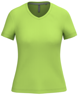 Klassisches Damen-T-Shirt mit V-Ausschnitt - Limettengrün