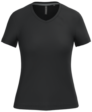 Klassisches Damen-T-Shirt mit V-Ausschnitt - Schwarz