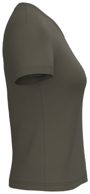 Klassisches Damen-T-Shirt mit V-Ausschnitt - Dunkles Khaki