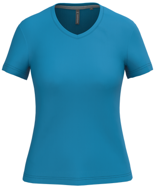 Klassisches Damen-T-Shirt mit V-Ausschnitt - Tropenblau