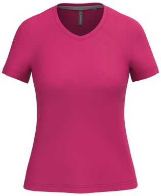 Klassisches Damen-T-Shirt mit V-Ausschnitt - Fuchsia