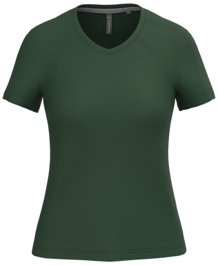 Klassisches Damen-T-Shirt mit V-Ausschnitt - Waldgrün