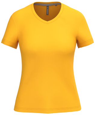 Klassisches Damen-T-Shirt mit V-Ausschnitt - Gelb