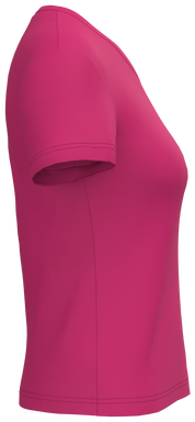 Klassisches Damen-T-Shirt mit V-Ausschnitt - Fuchsia