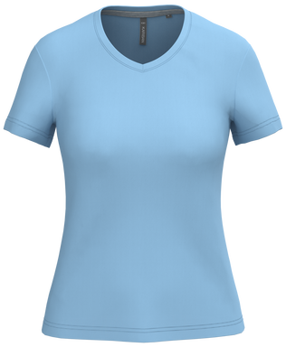 Klassisches Damen-T-Shirt mit V-Ausschnitt - Himmelblau