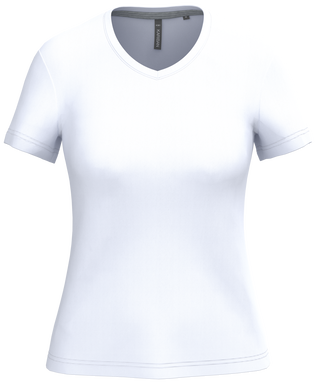 Klassisches Damen-T-Shirt mit V-Ausschnitt - Weiß