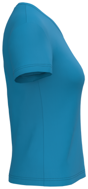Klassisches Damen-T-Shirt mit V-Ausschnitt - Tropenblau