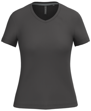Klassisches Damen-T-Shirt mit V-Ausschnitt - Dunkelgrau