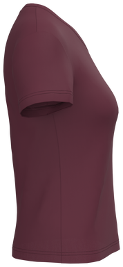 Klassisches Damen-T-Shirt mit V-Ausschnitt - Weinrot