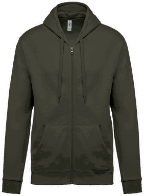 Basic zip hoodie - Dark khaki