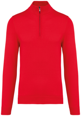 Pullover met ritskraag - Red