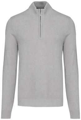 Pullover met ritskraag - Grey melange