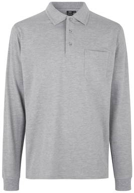 Polo ID PRO Wear à manches longues avec poche poitrine 0326 - Gris chiné
