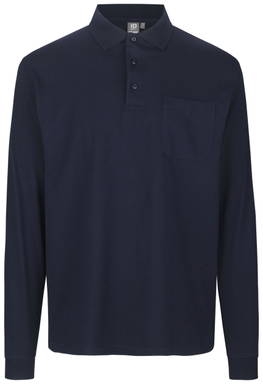 Polo ID PRO Wear à manches longues avec poche poitrine 0326 - Bleu marine