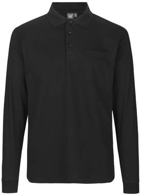 Polo ID PRO Wear à manches longues avec poche poitrine 0326 - Noir