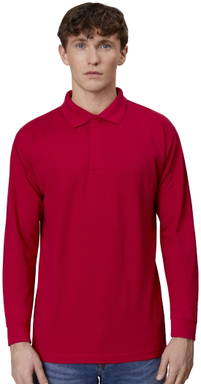Polo à manches longues ID PRO Wear à bouton-pression 0336 - Rouge