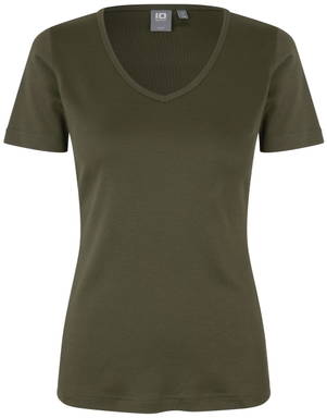 ID Interlock V-Ausschnitt Damen T-Shirt 0506 - Oliv