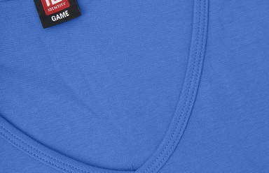 ID Interlock V-Ausschnitt Damen T-Shirt 0506 - Azurblau