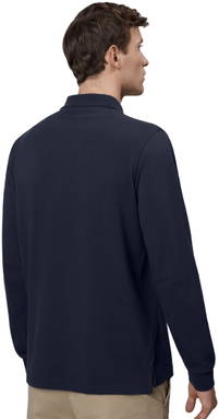 Polo stretch ID à manches longues 0544 - Bleu marine