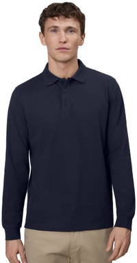 Polo stretch ID à manches longues 0544 - Bleu marine
