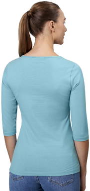 ID Stretch Damen T-Shirt ¾ Ärmel 0597 - Staubiges Aqua