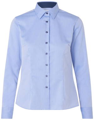 SEVEN SEAS Fine Twill Contrast Modern Fit Damenhemd S372 - Hellblau