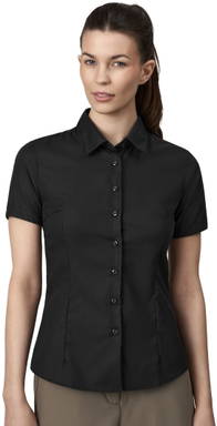 SEVEN SEAS Fine Twill modern fit Damenhemd mit kurzen Ärmeln S721 - Schwarz