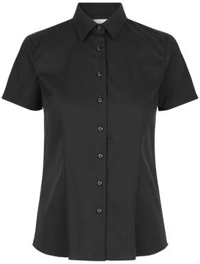 SEVEN SEAS Fine Twill modern fit Damenhemd mit kurzen Ärmeln S721 - Schwarz