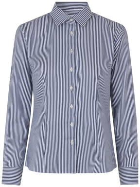 Camisa feminina moderna SEVEN SEAS Fine Twill Cadet S780 - Marinho