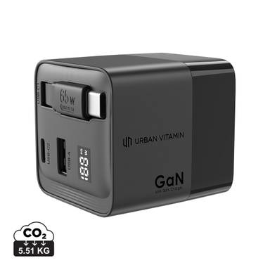 Urban Vitamin Mendocino 65W GaN lader, uittrekbare kabel