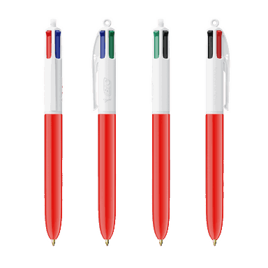 BIC 4 kleuren balpen - Wit/Rood
