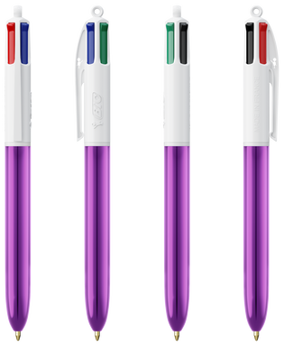 BIC 4 Colours ballpoint pen Shine - White/Metallic Purple
