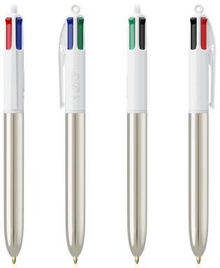 BIC 4 Colours ballpoint pen Shine - White/Metallic Silver