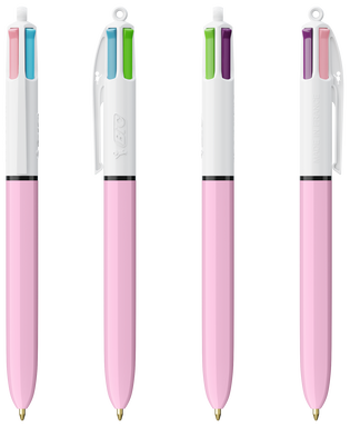 BIC 4 Colours ballpoint pen Fashion - White/Pastel Purple