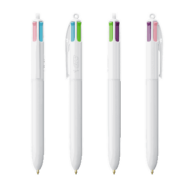 Stylo bille BIC 4 couleurs Fashion - Blanc
