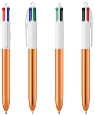 BIC 4 Colours ballpoint pen Shine with lanyard - White - rose gold