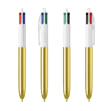 BIC 4 Colours ballpoint pen Shine with lanyard - White/Gold