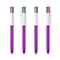 BIC 4 kleuren balpen Shine met lanyard