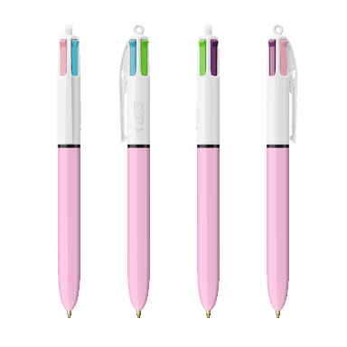 BIC 4 Colours ballpoint pen Fashion with lanyard - White/Pastel Purple